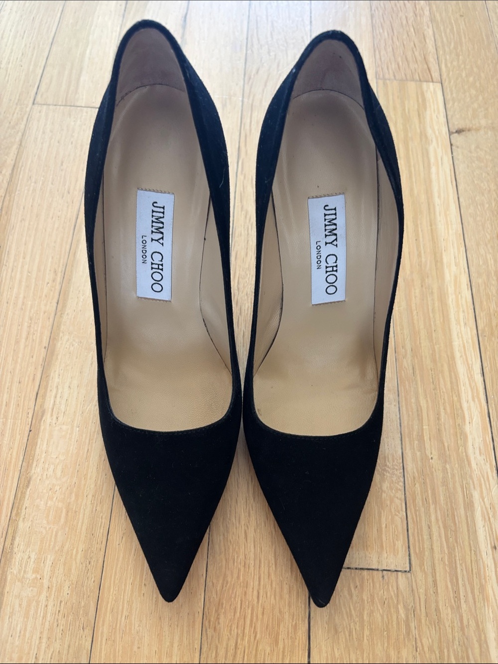 Jimmy Choo Black Suede Pointed-Toe Pumps